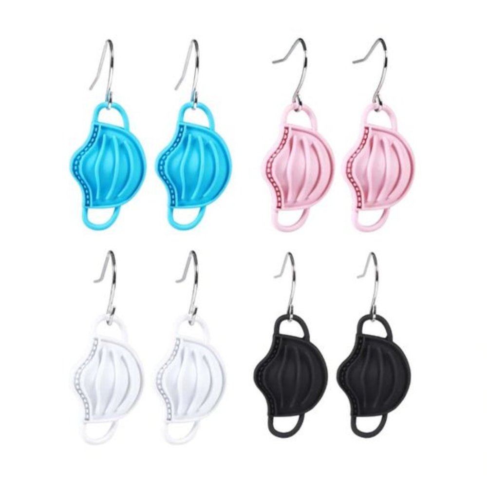 White face masks earrings
